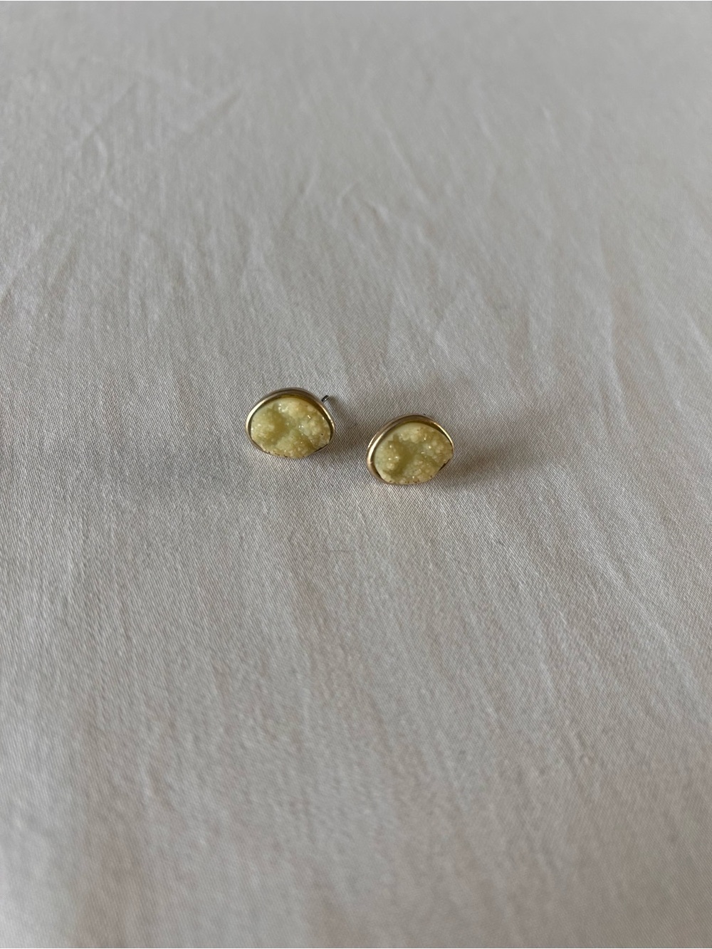 Mint Green Druzy Style Stud Earrings Gold Tone